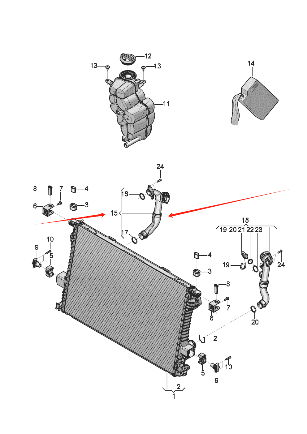 Suitable for Bentley Continental Flying Engine Parts, Radiator, Cooling Water Pipe, Cooling Water Pipe, 975 121 438 A 975121438A