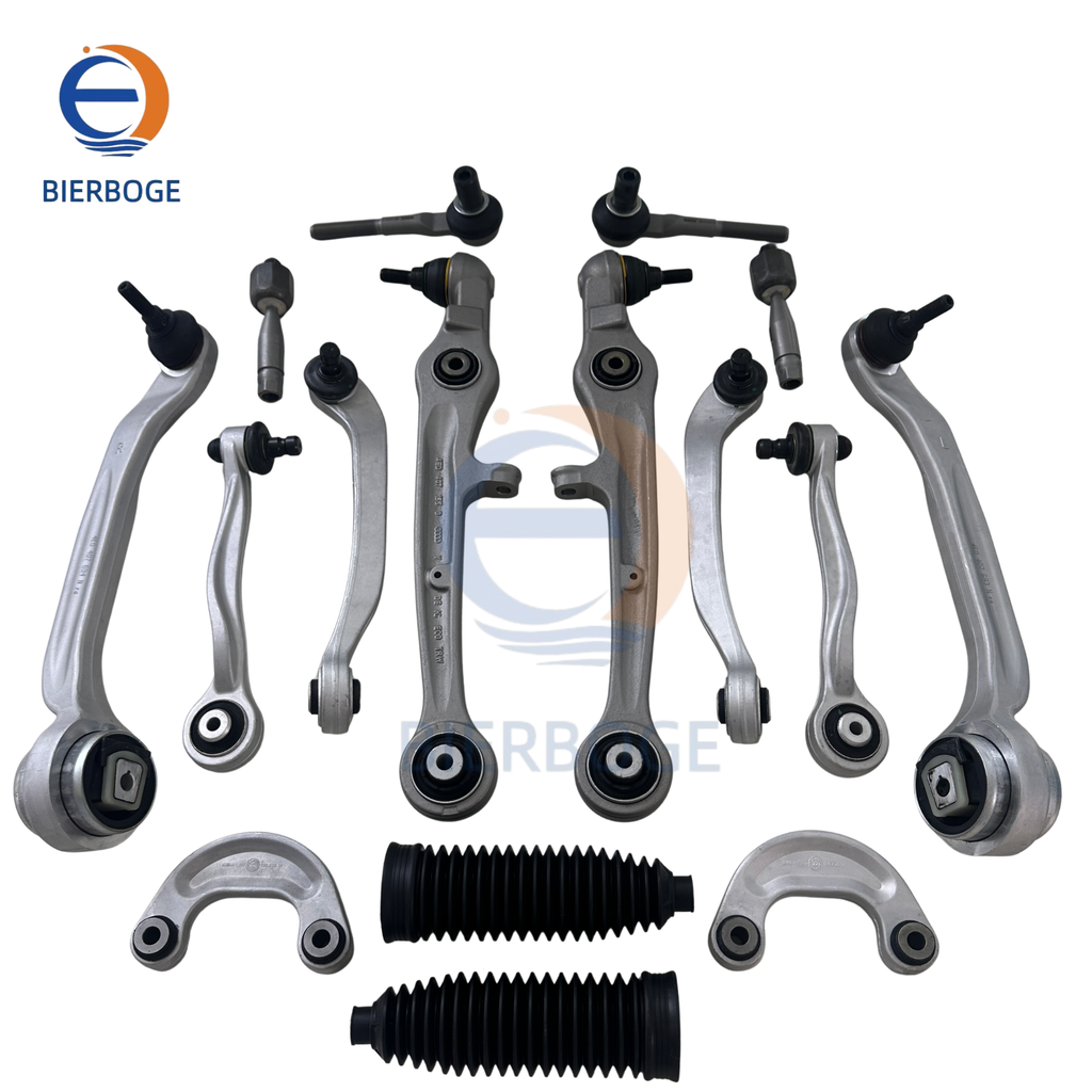 16-piece set of high-quality front control arms, inner and outer tie rod ends, compatible with Audi A6 C6, A8 D3, Volkswagen Phaeton and Bentley Flying Spur