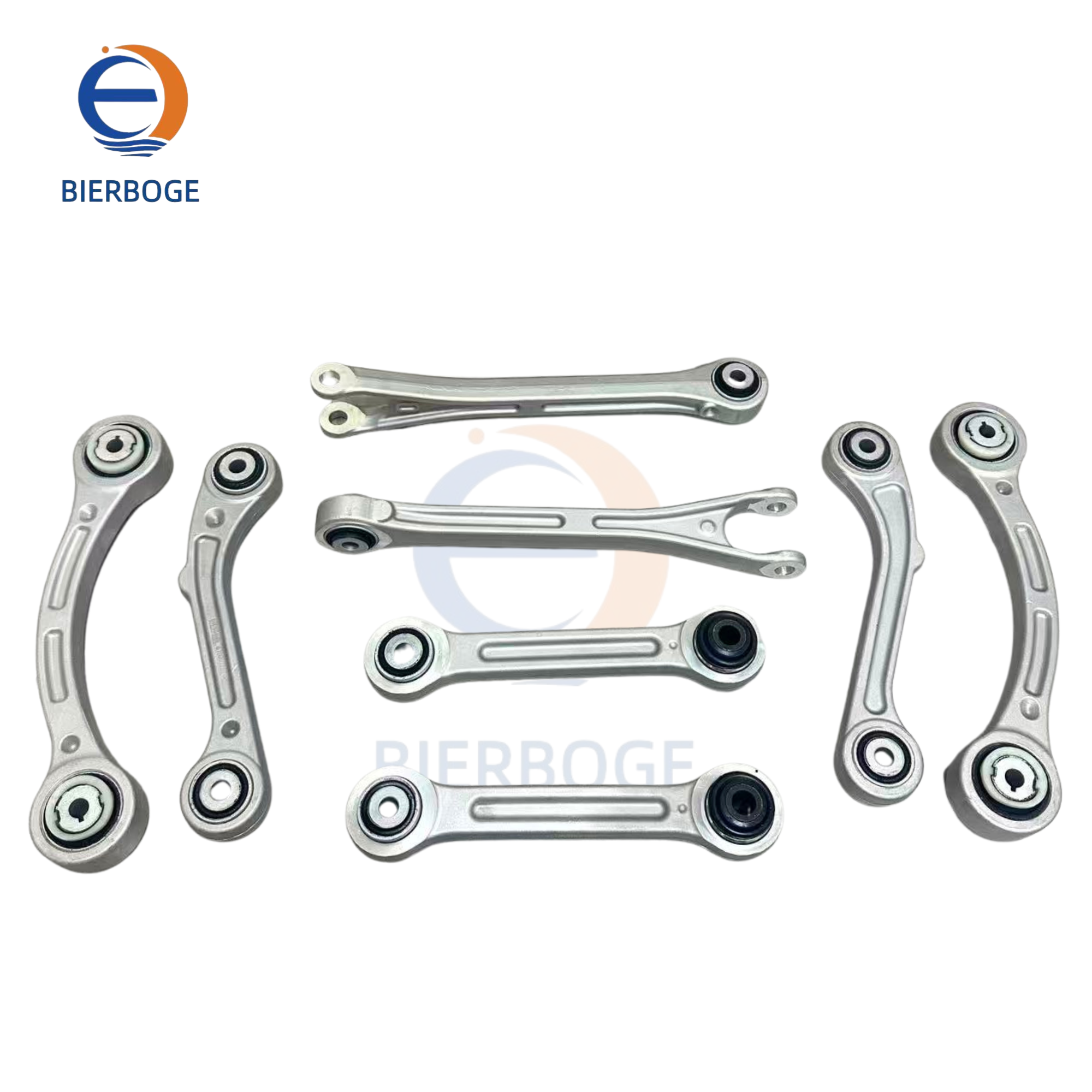 8-piece Rear Suspension Control Arm Kit Compatible with Maserati Ghibli M156 M157, Part Numbers: 670002808, 670006273, 670007252, 670007251
