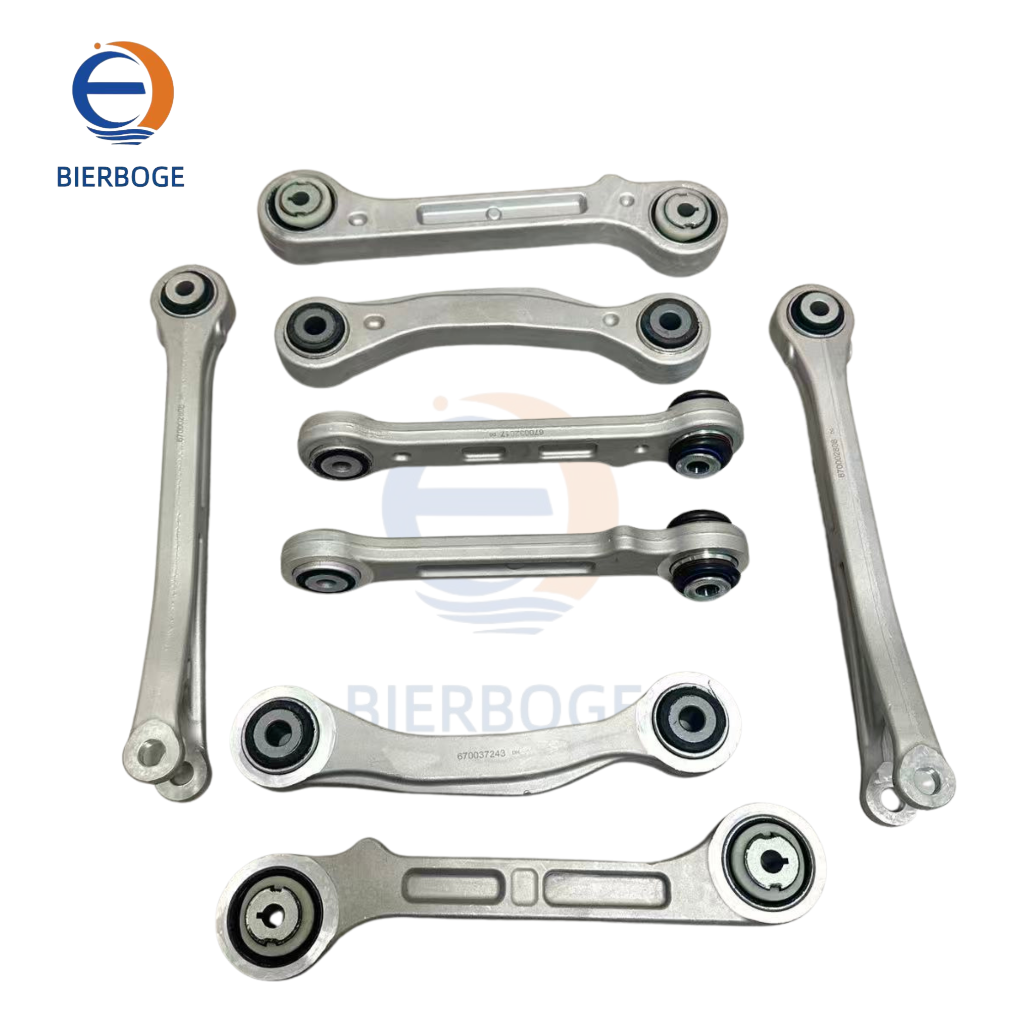 8-piece Rear Control Arm Suspension Kit for Maserati Levante M161, Part Numbers: 670002808, 670032016, 670032017, 670158898, Equivalent Part Number: 670037243