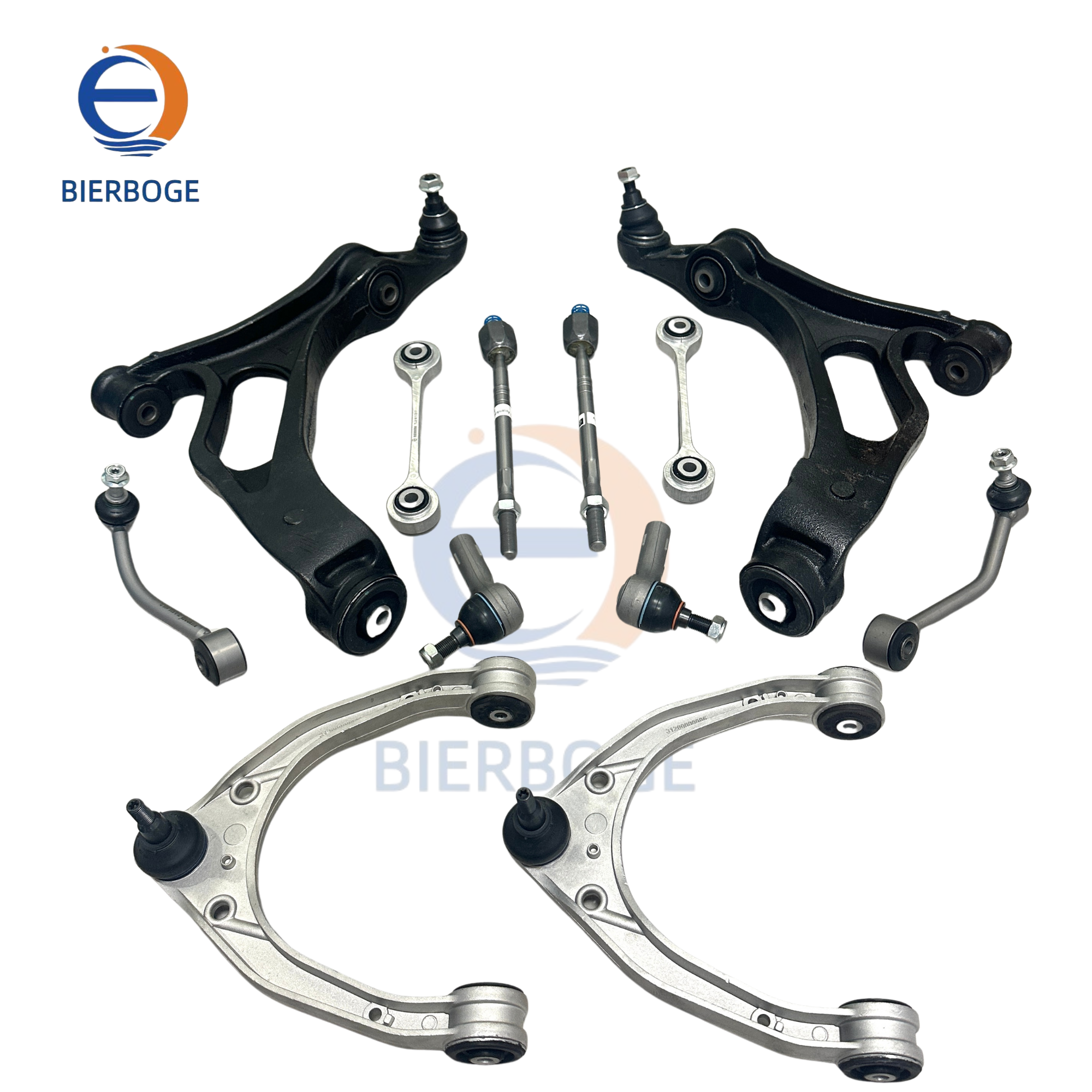 Suitable for 2004-2010 models of Touareg and Cayenne, including a full set of front control arms, front and rear stabilizer bars, inner and outer tie rod ends