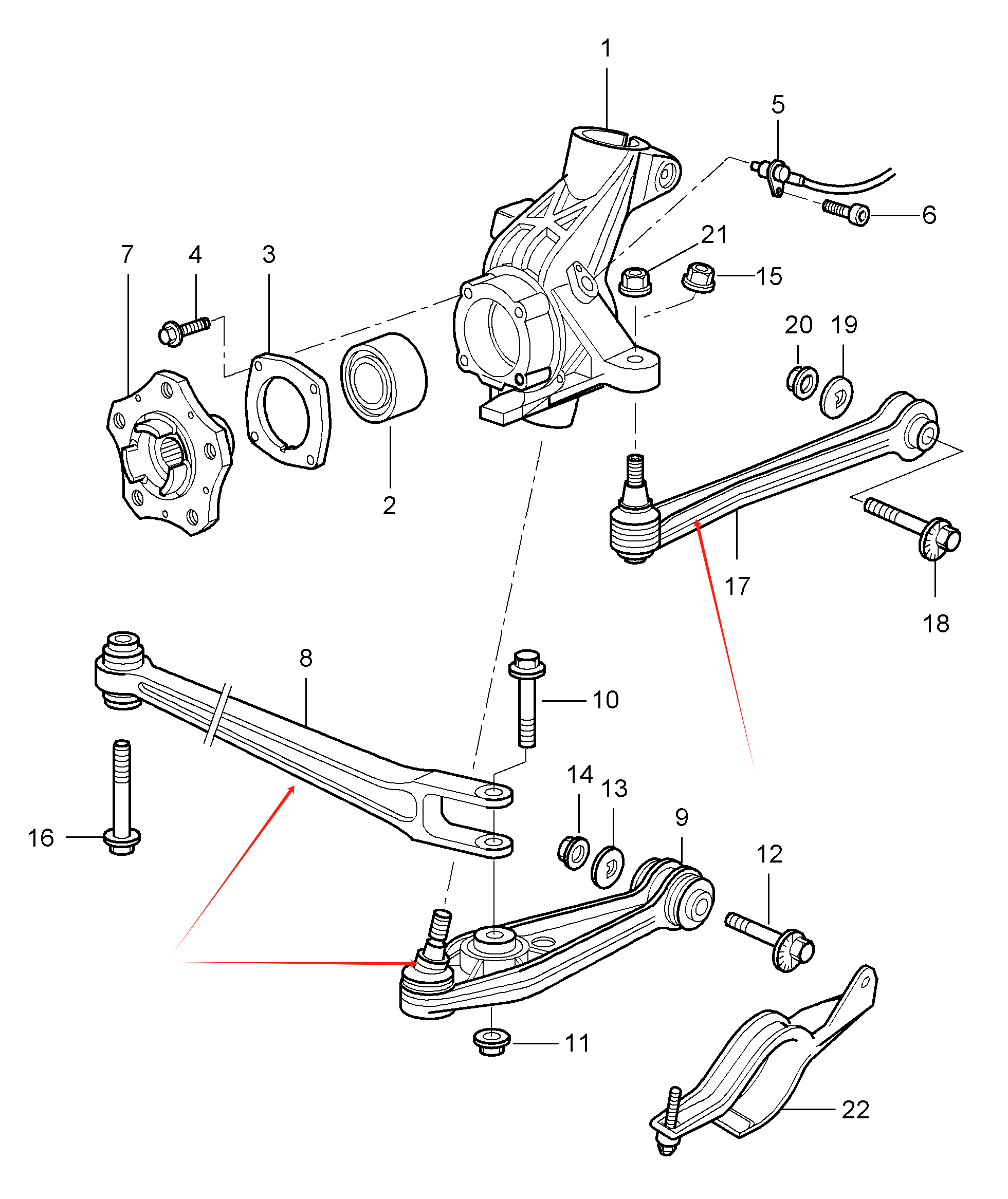 Fits front and rear full control arms for Porsche 991, 997: 99734104302, 99734105304, 99733104505, 98733104304, 99733105303
