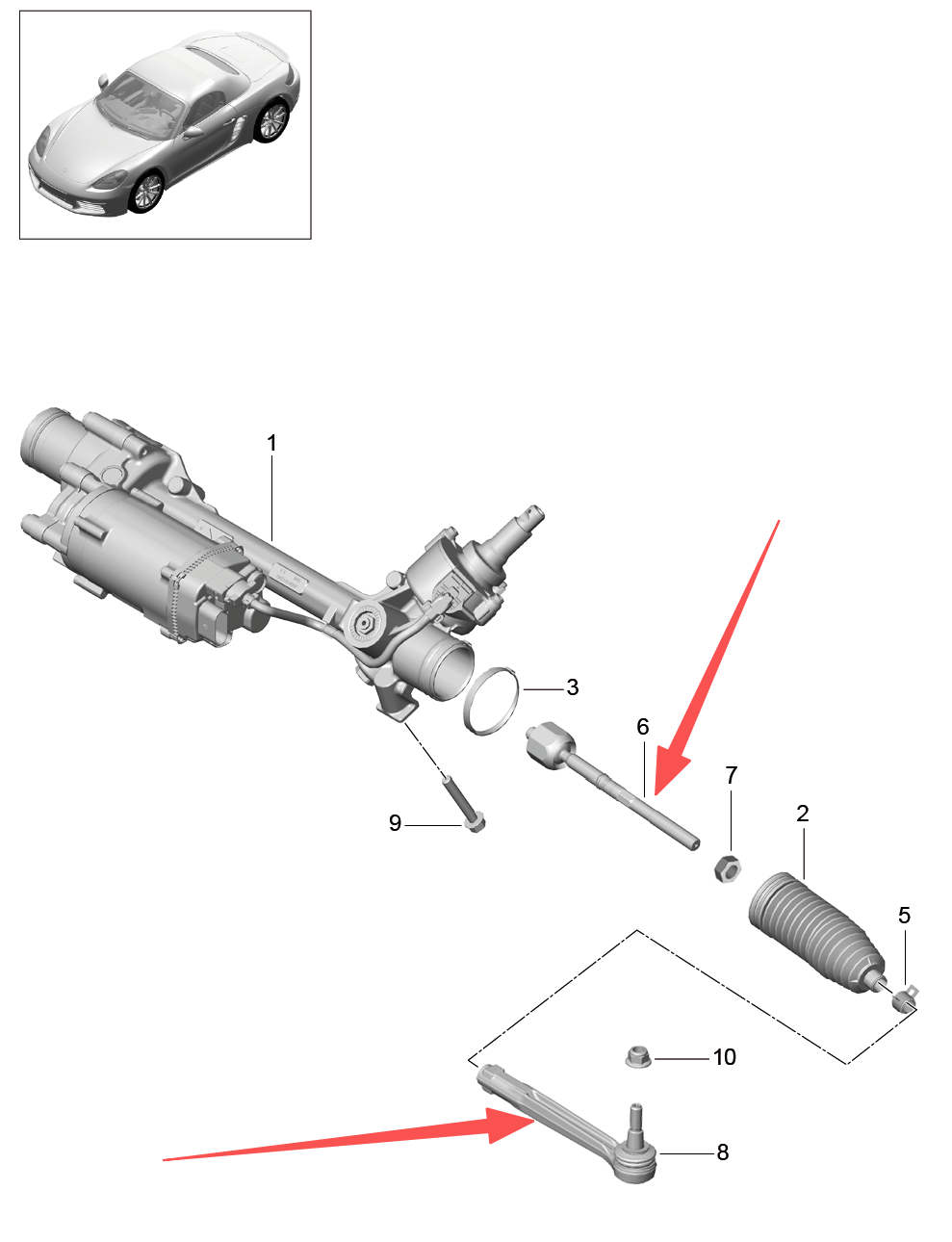 Brand new high-quality front and rear control arms, front and rear stabilizer bars, inner and outer tie rod ends suitable for Porsche 718, 991, 982, 981