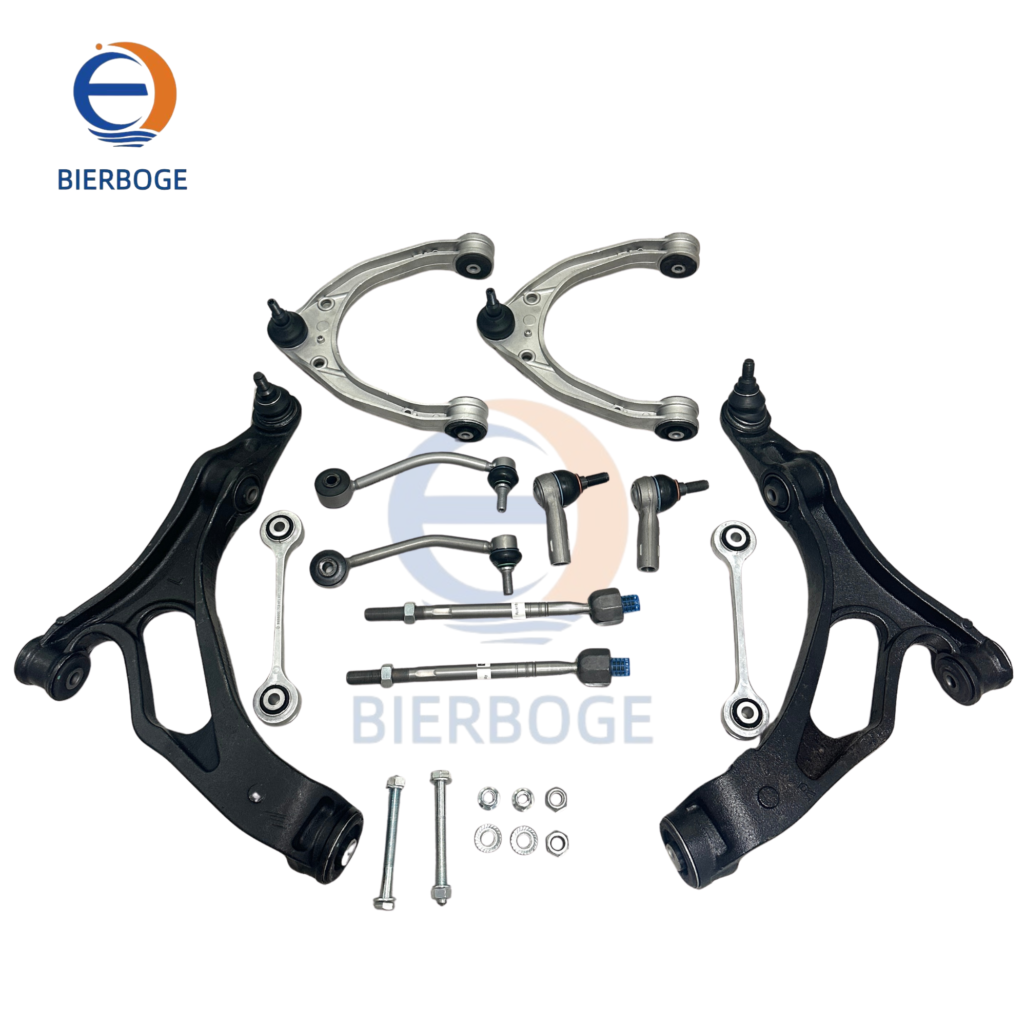 Suitable for 2004-2010 models of Touareg and Cayenne, including a full set of front control arms, front and rear stabilizer bars, inner and outer tie rod ends